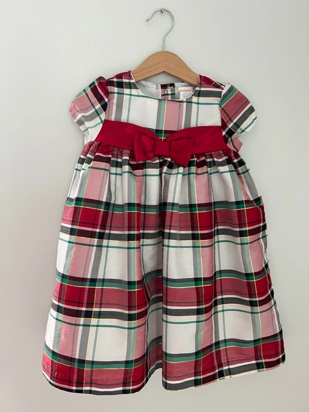 Gymboree | Plaid Toddler Dress Green Red Bow 18-24M